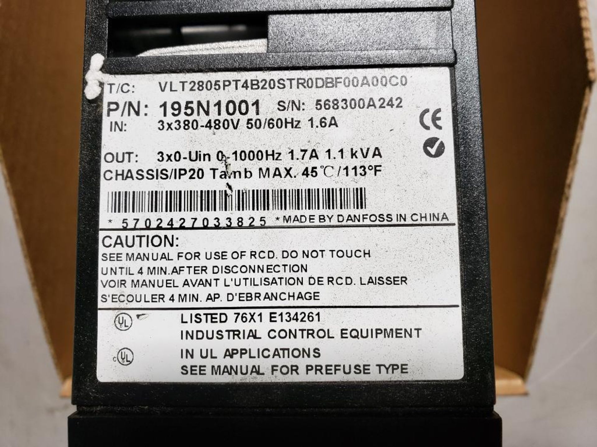 Qty 1 - Danfoss drive. VLT-2800. Part number 195N1001. - Image 3 of 4