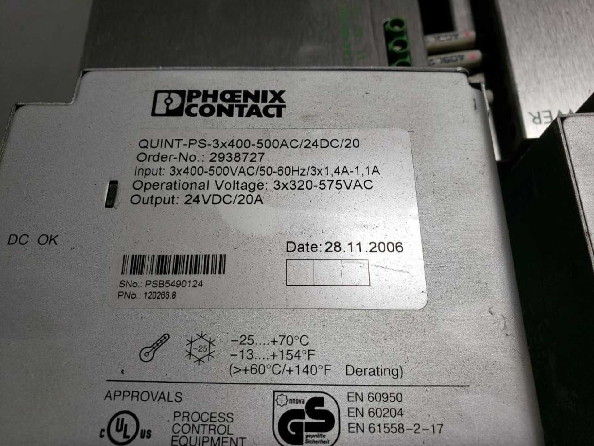 Qty 4 - Phoenix Contact power supplies. Part number QUINT-PS-3X400-500AC/24DC/20. - Image 5 of 6