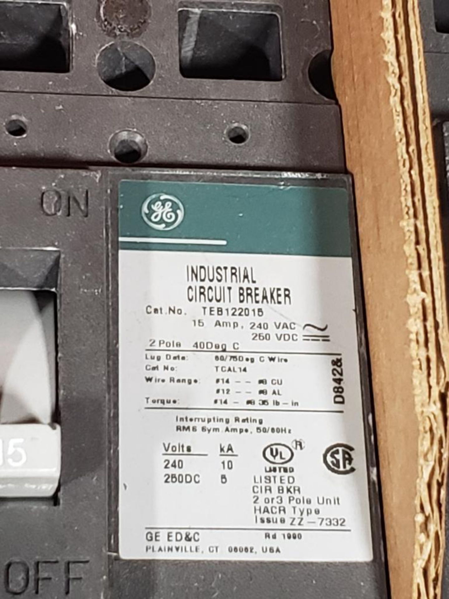 Qty 7 - GE molded case circuit breaker. Catalog TEB122015WL. - Image 2 of 2