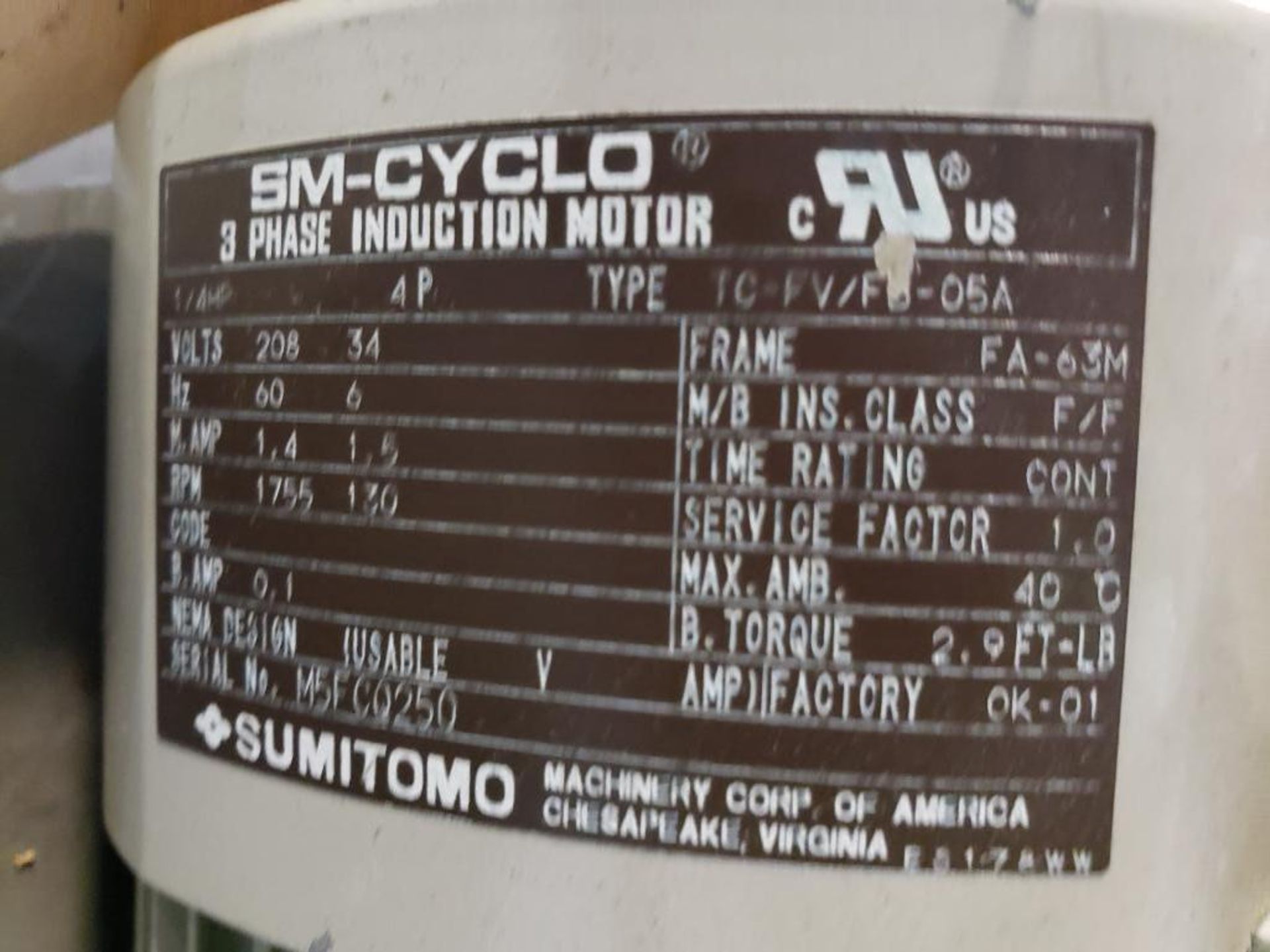 Qty 3 - SM-Cyclo Sumitomo Hyponic gear motor drive. - Image 4 of 9