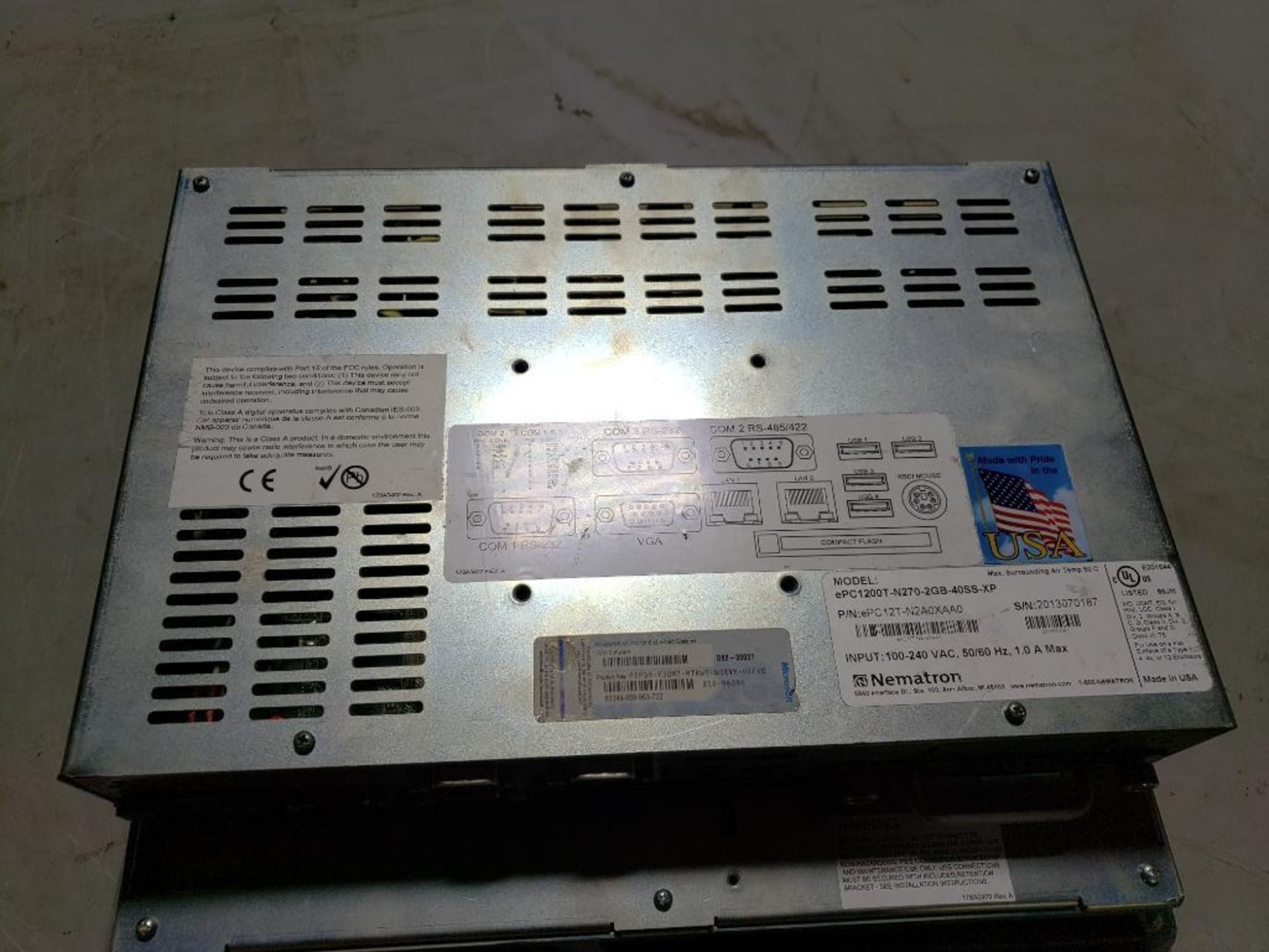 Nematron HMI industrial computer panel. Part number ePC12T-N2A0XAA0. - Image 3 of 6
