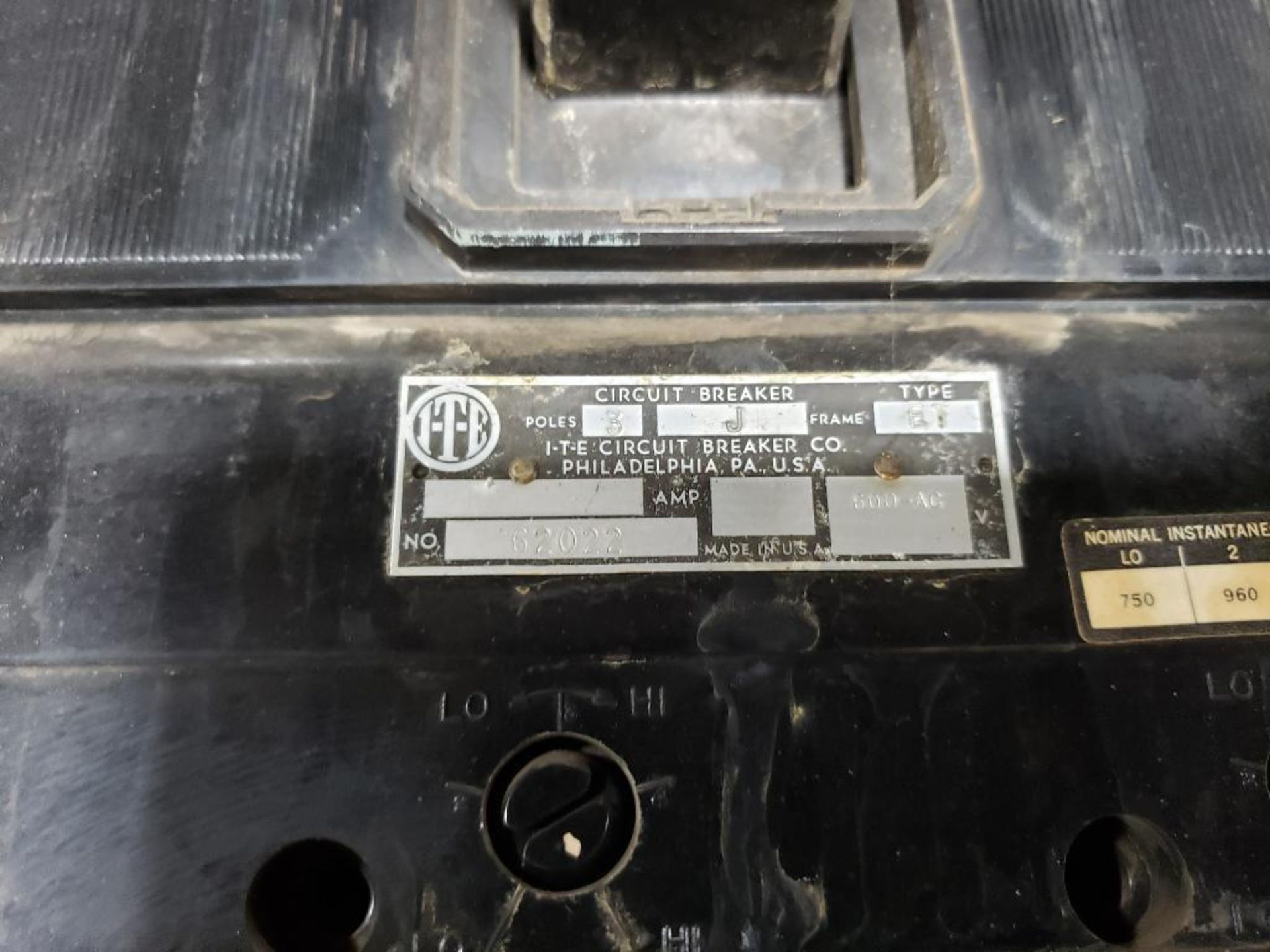 Qty 4 - ITE 3 pole J frame type ET molded case breaker. - Image 3 of 6
