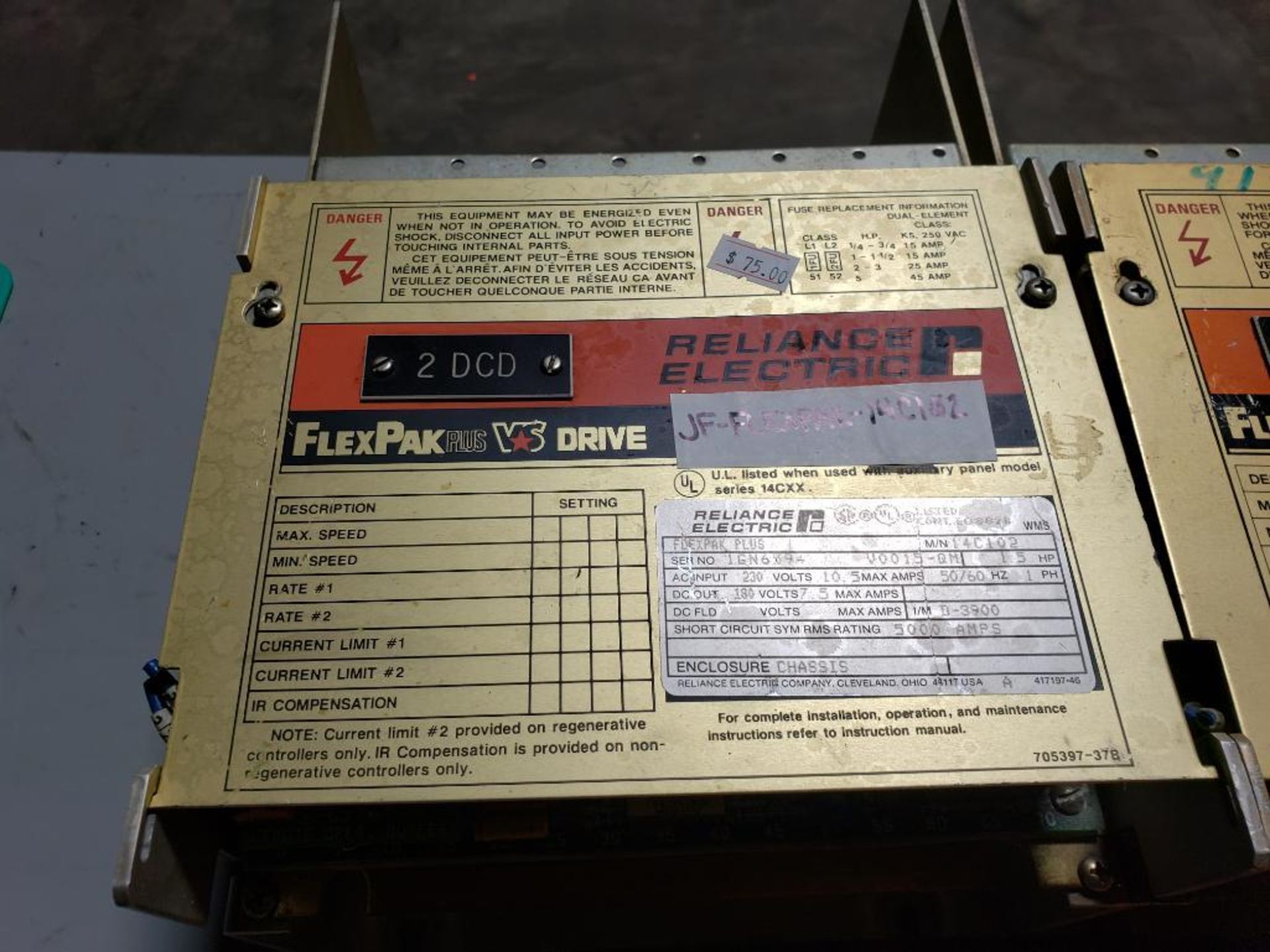 Qty 4 - Reliance Electric flexpak plus drive. Part number 14C102. - Image 2 of 9