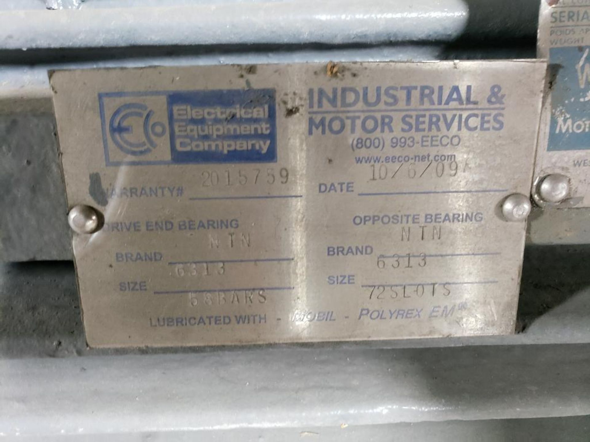 75HP Westinghouse Life-Line T AC motor 11SB. 3PH, 460V, 710RPM, 447TS-Frame. - Image 3 of 7