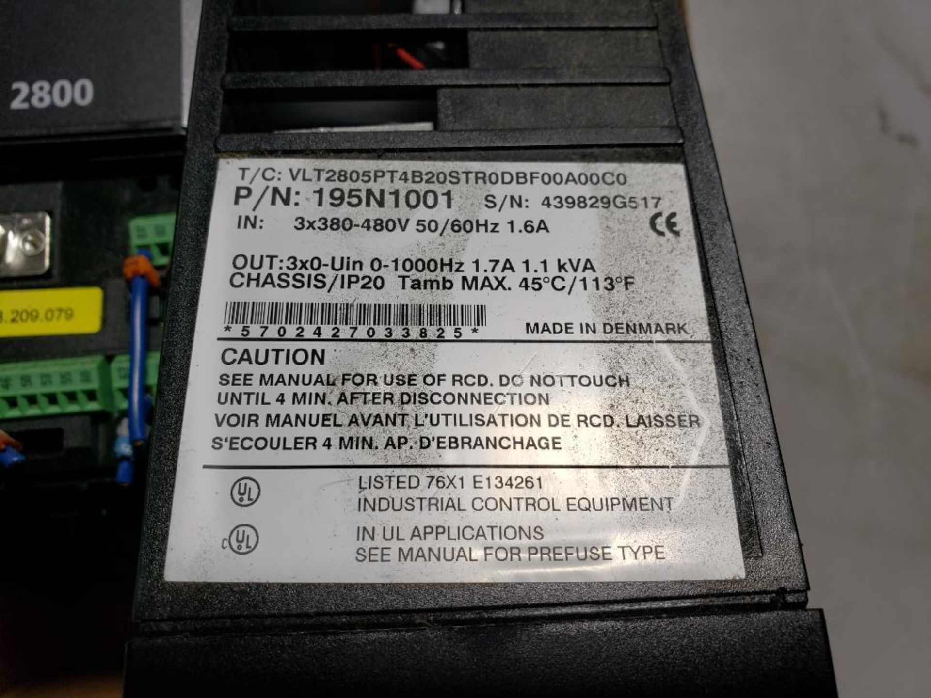 Qty 2 - Danfoss drive. VLT-2800. Part number 195N1001. - Image 5 of 5