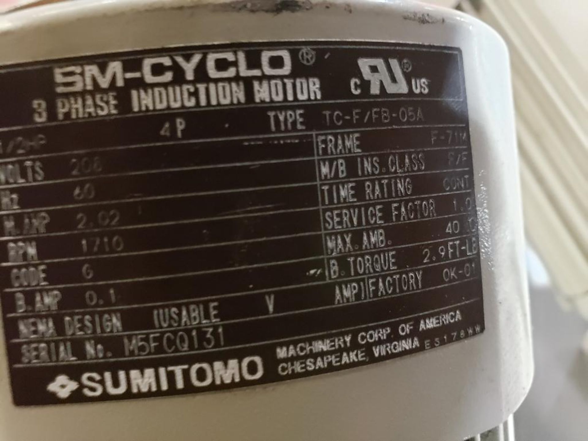 Qty 3 - SM-Cyclo Sumitomo Hyponic gear motor drive. - Image 7 of 9