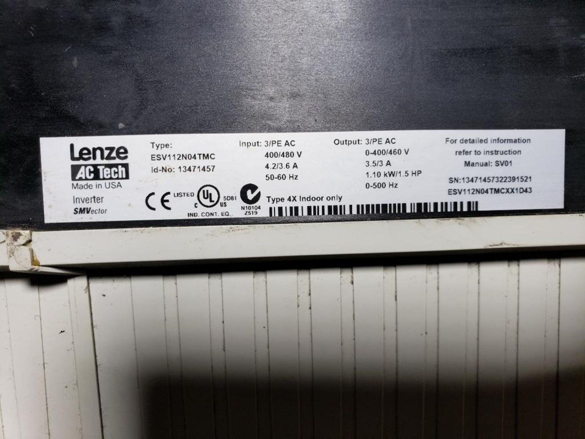 Lenze AC Tech SMVector drive. Part number ESV112N04TMC. - Image 3 of 4