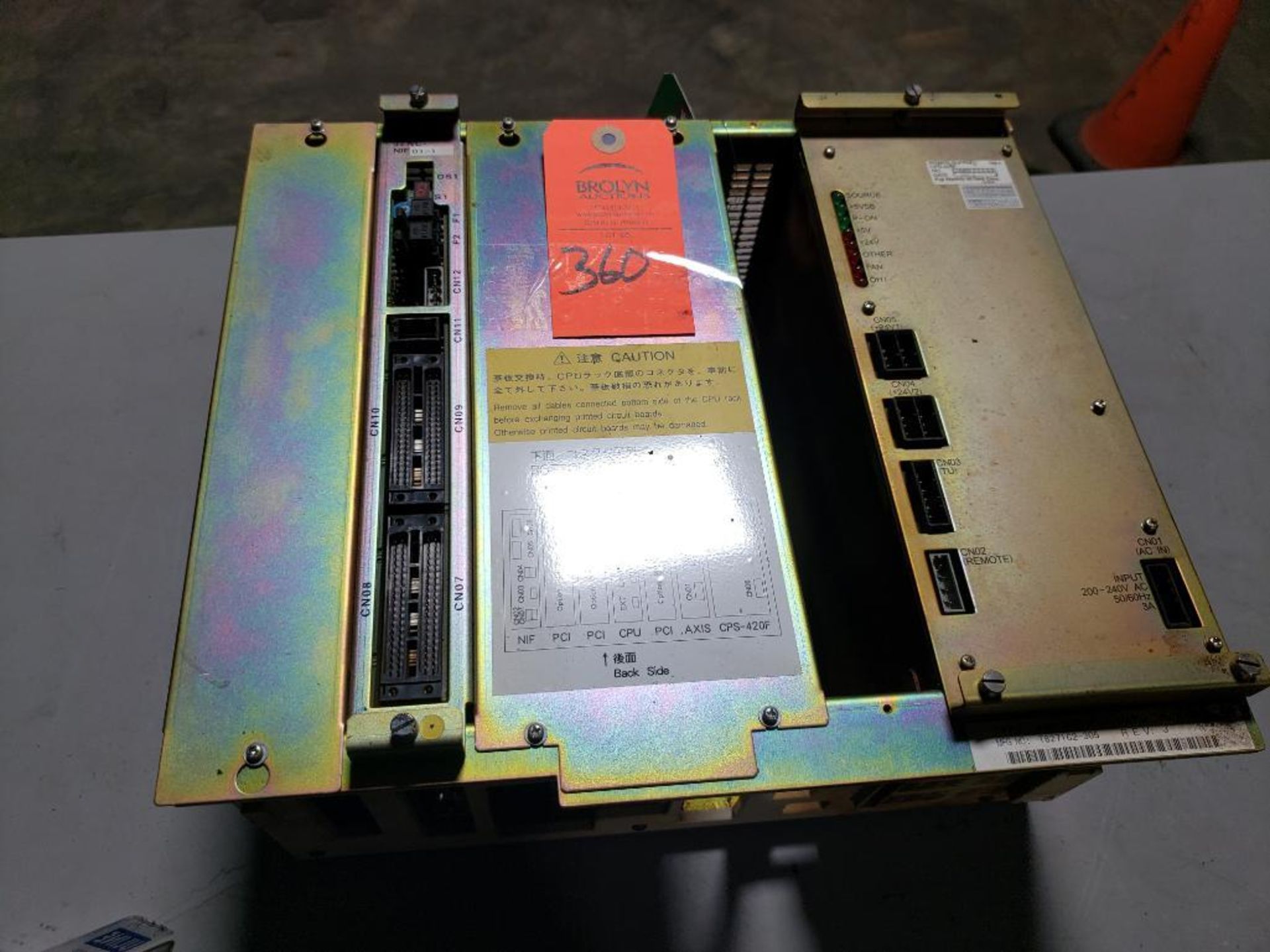 Yaskawa PLC rack. Includes JZNC-NIF01-1, JZNC-NRK01-1, and CPS-420F.