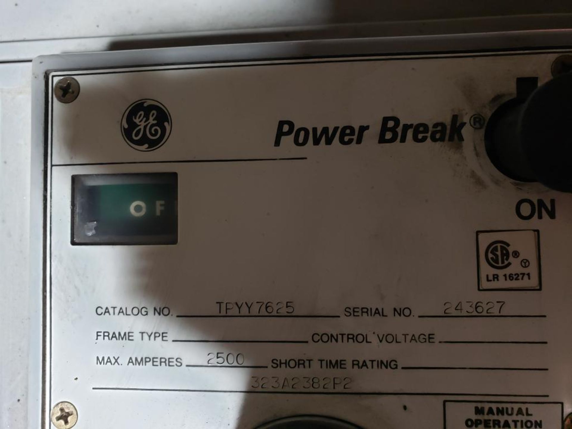 2500 amp GE Power Break. Catalog TPYY7625. - Image 2 of 6