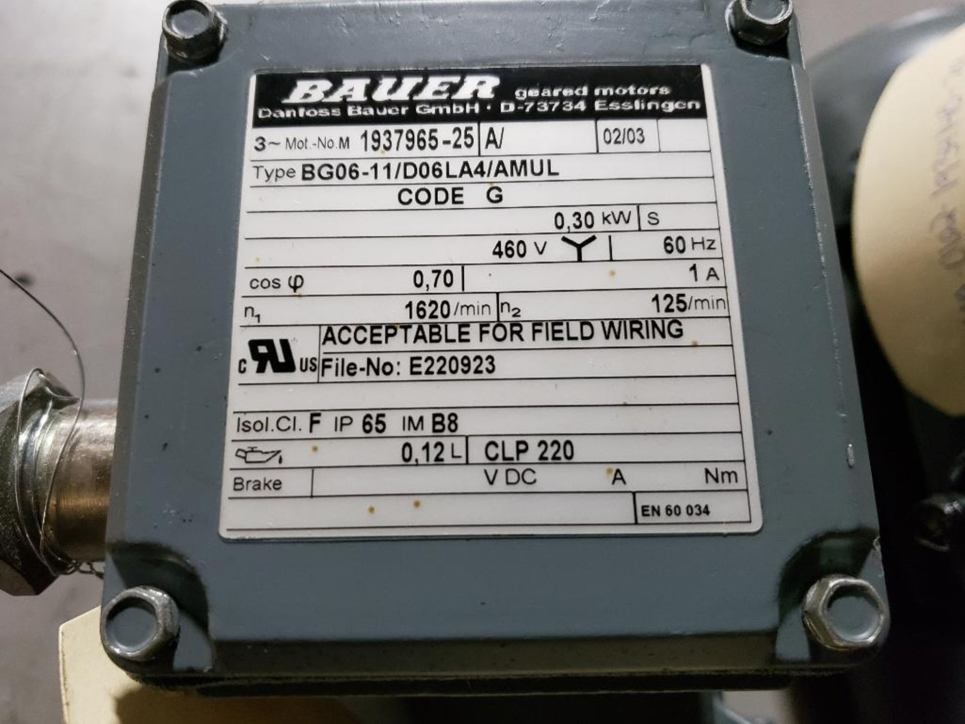 Qty 3 - Bauer gear motors. Type BG06-11/D06LA4/AMUL. - Image 4 of 5