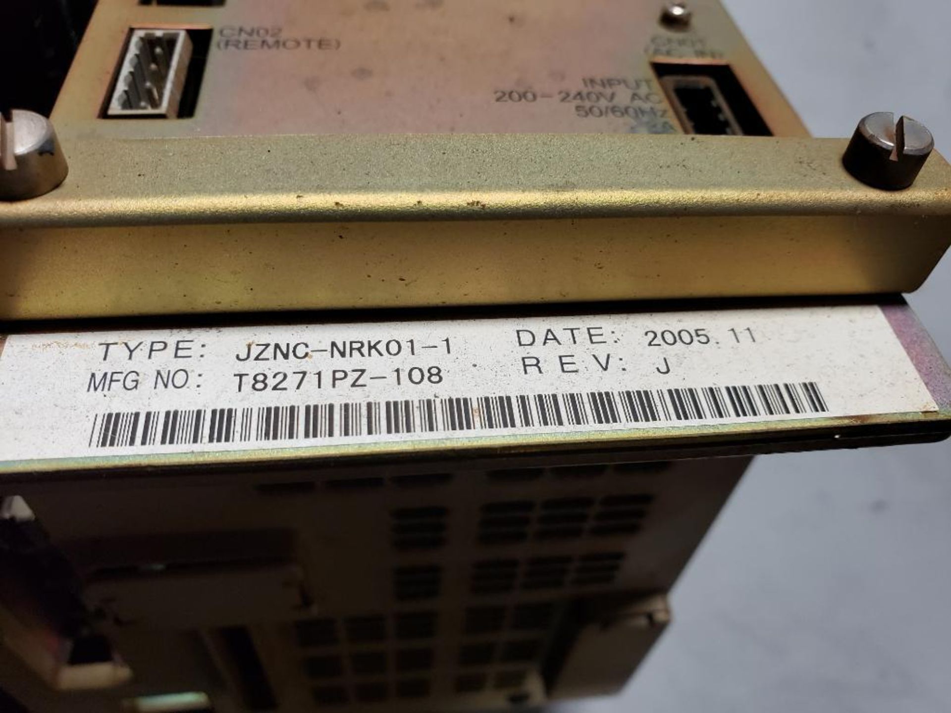 Yaskawa PLC rack. Includes JZNC-NIF01-1, SGDR-AXA01A, JZNC-NRK01-1, and CPS-420F. - Image 2 of 6