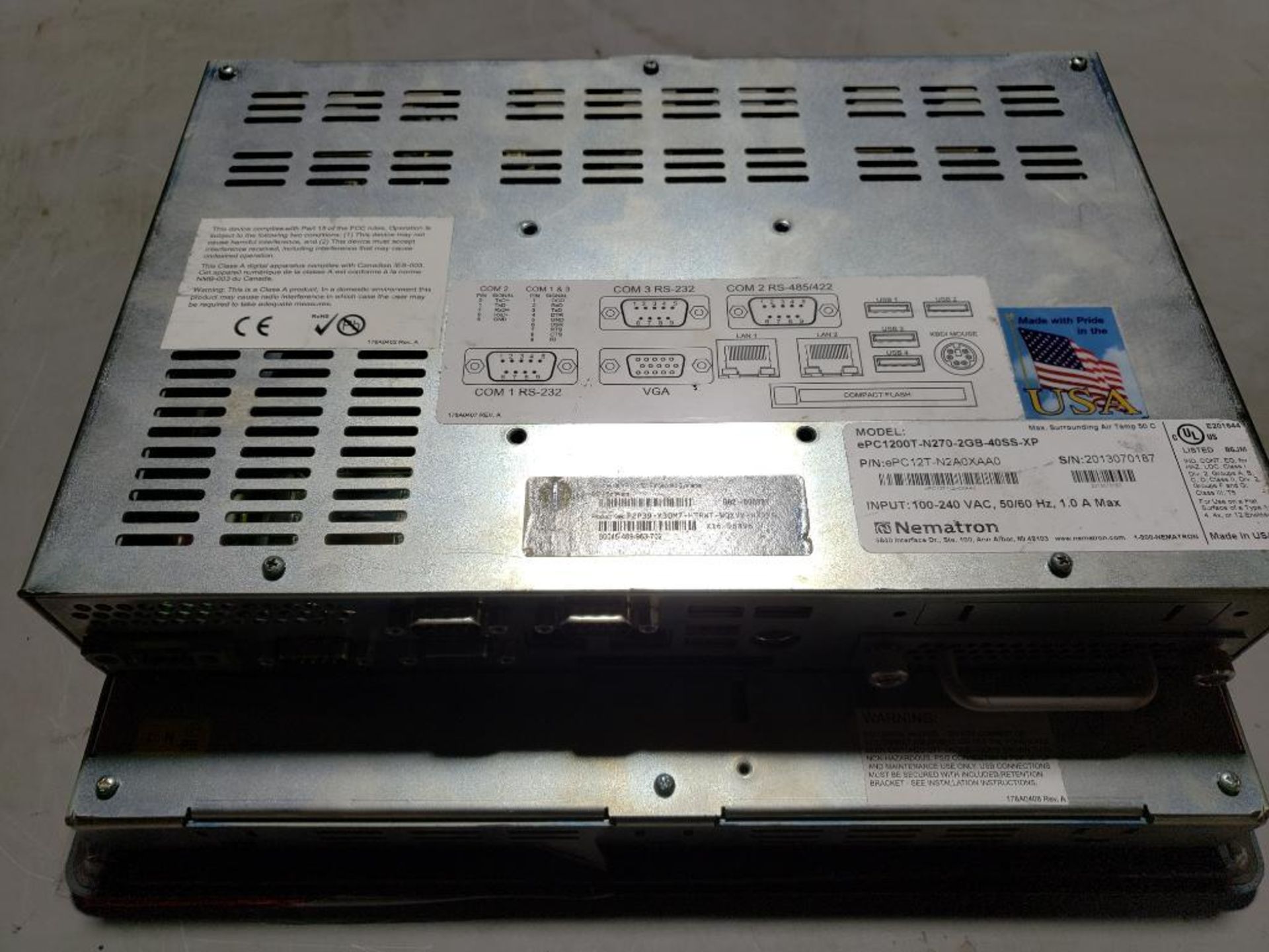 Nematron HMI industrial computer panel. Part number ePC12T-N2A0XAA0. - Image 6 of 6