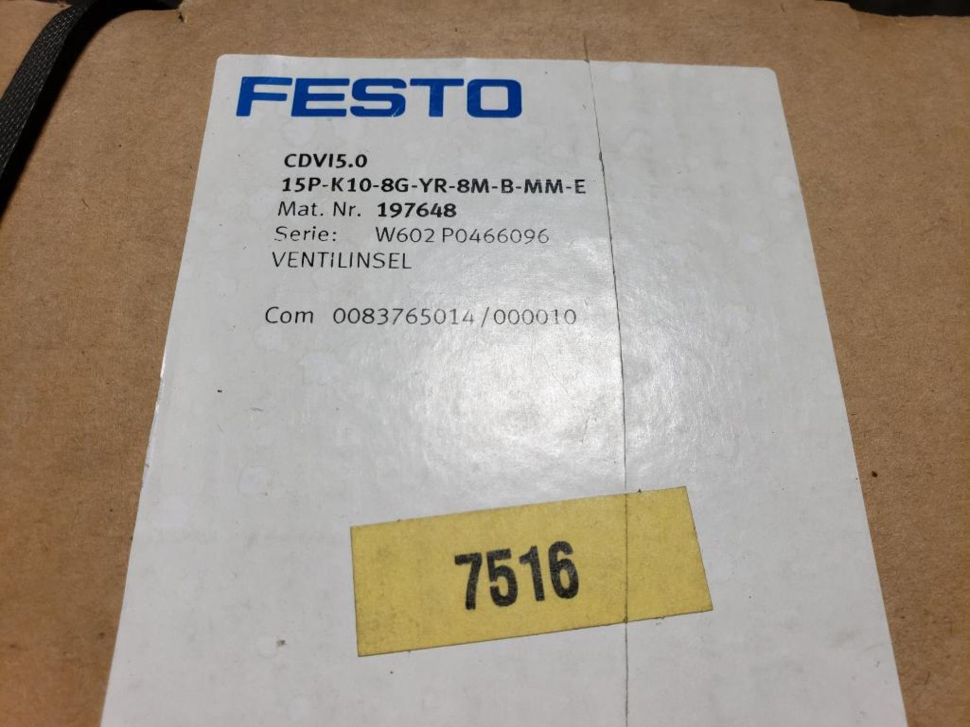 Festo manifold assembly. Model CDVI5.0. Part number 15P-K10-8G-YR-8M-B-MM-E. - Image 2 of 4