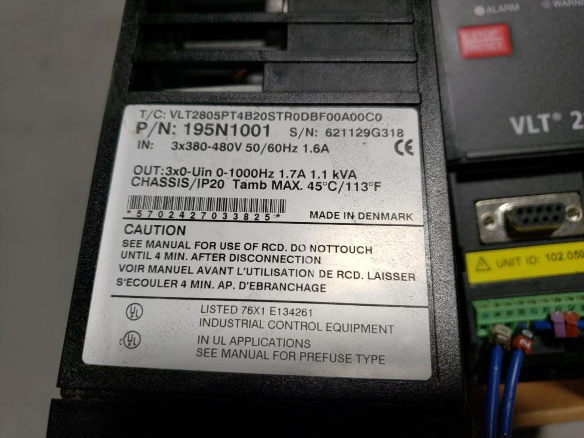 Qty 2 - Danfoss drive. VLT-2800. Part number 195N1001. - Image 3 of 5