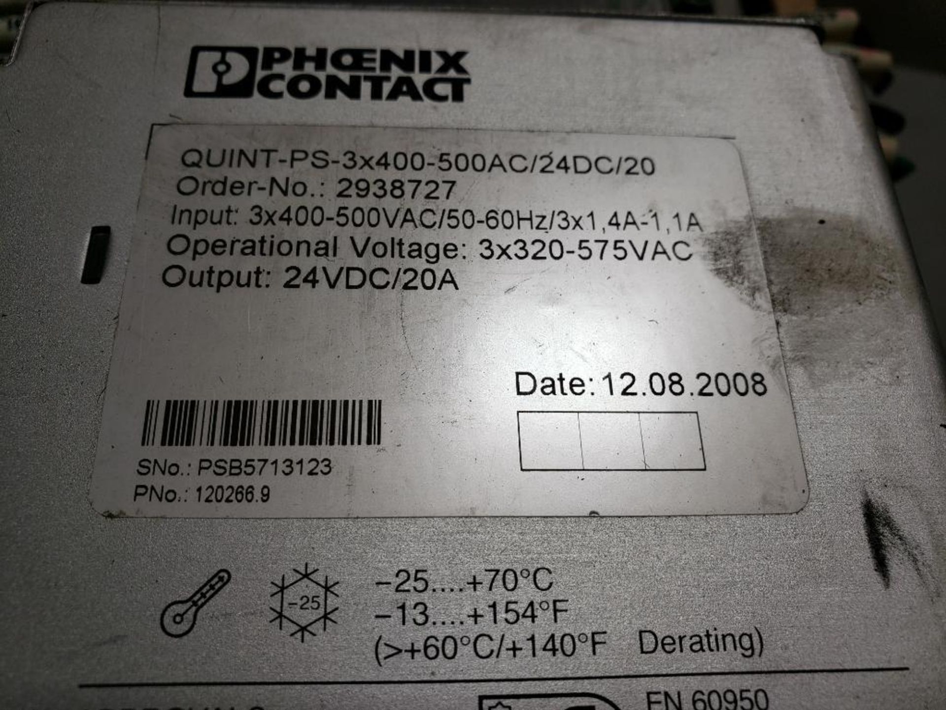 Qty 4 - Phoenix Contact power supplies. Part number QUINT-PS-3X400-500AC/24DC/20. - Image 4 of 6
