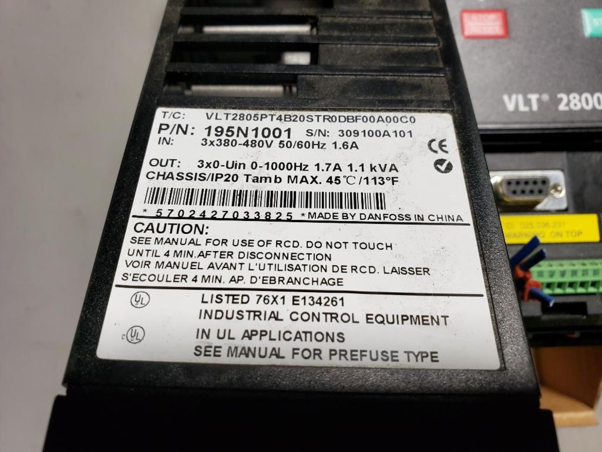 Qty 2 - Danfoss drive. VLT-2800. Part number 195N1001. - Image 4 of 5