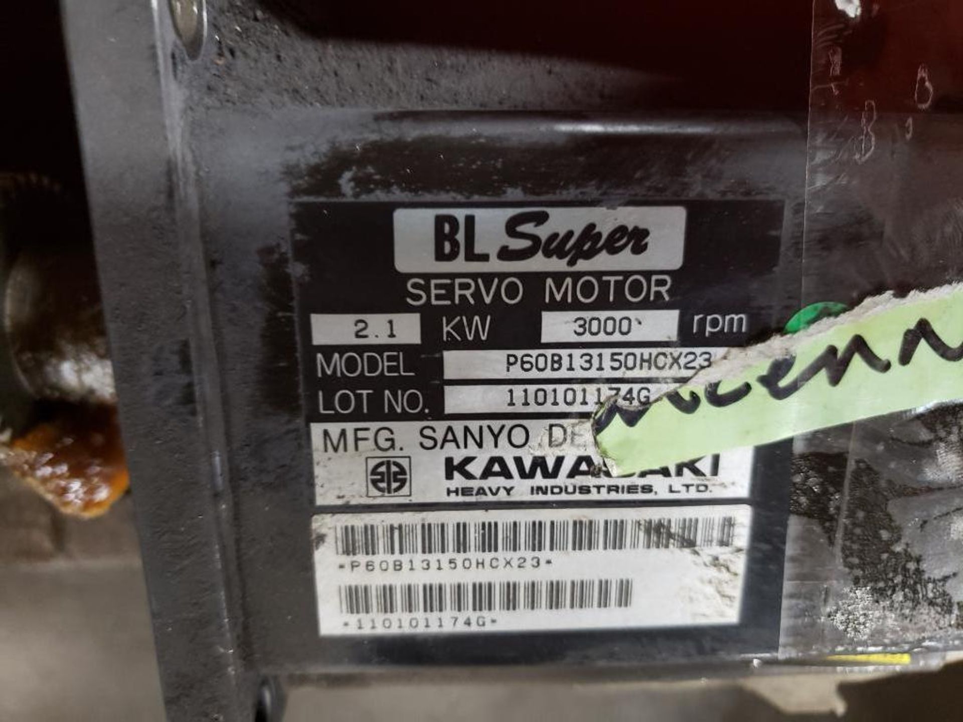 Qty 3 - Kawasaki servo motor. Series BL Super. Model P60B13150HCX23. - Image 3 of 3