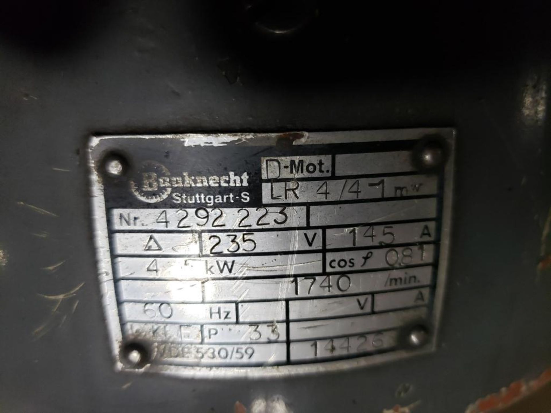 4.5kW Bauknecht motor. 4292223. 235V, 14.5AMP. - Image 2 of 3