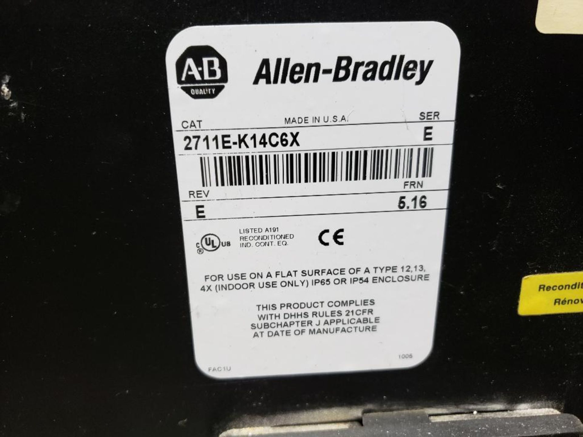 Allen Bradley Panelview 1400e HMI. Catalog number 2711E-K14C6X. - Image 6 of 10