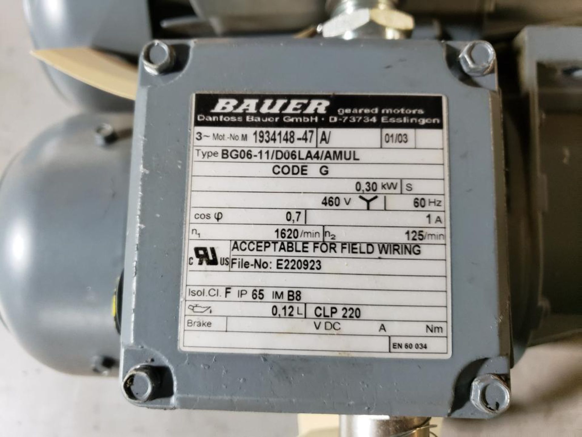 Qty 3 - Bauer gear motors. Type BG06-11/D06LA4/AMUL. - Image 4 of 5