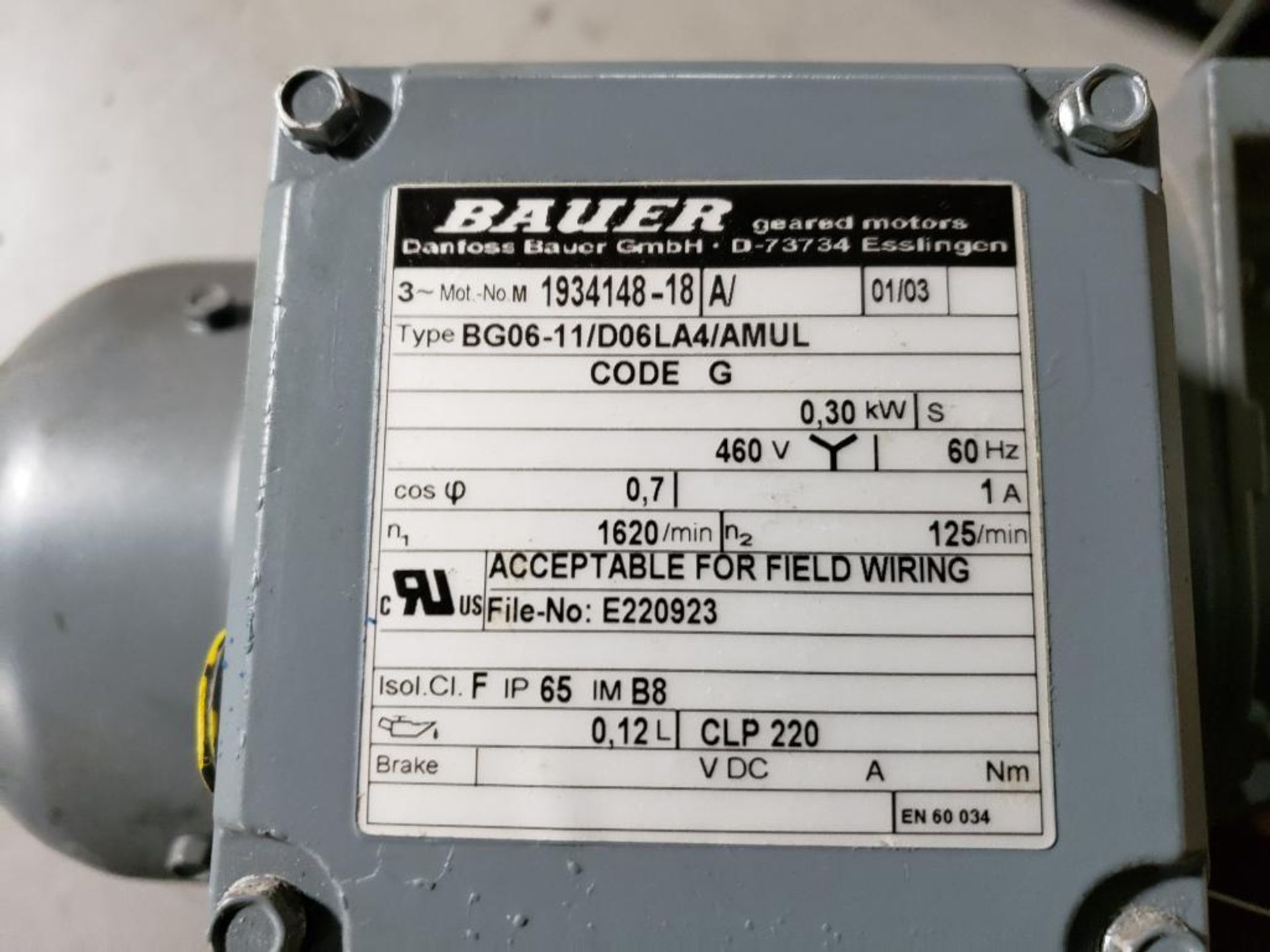 Qty 3 - Bauer gear motors. Type BG06-11/D06LA4/AMUL. - Image 4 of 5