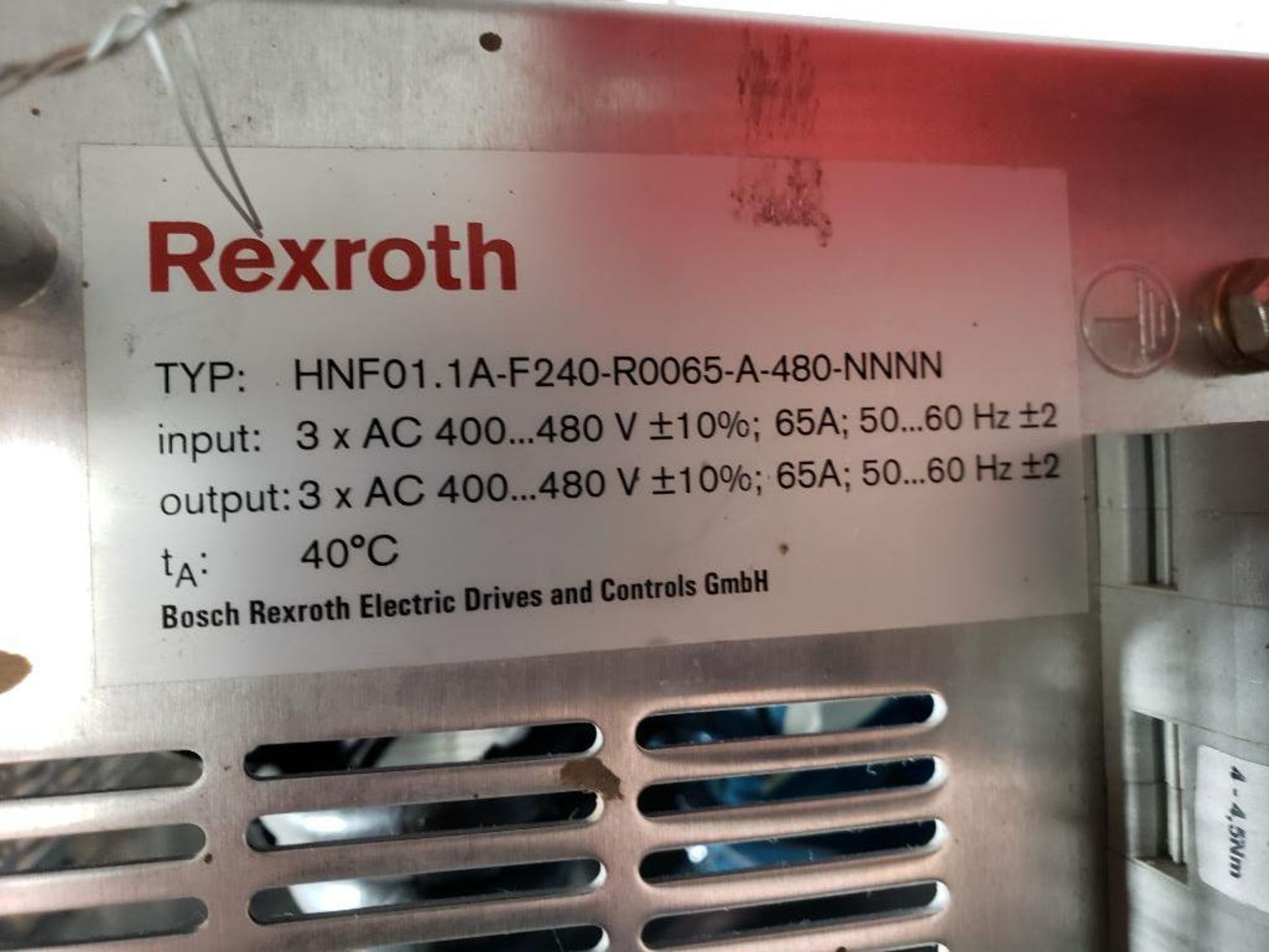 Rexroth drive. Model number HNF01.1A-F240-R0065-A-480-NNNN. - Image 6 of 6