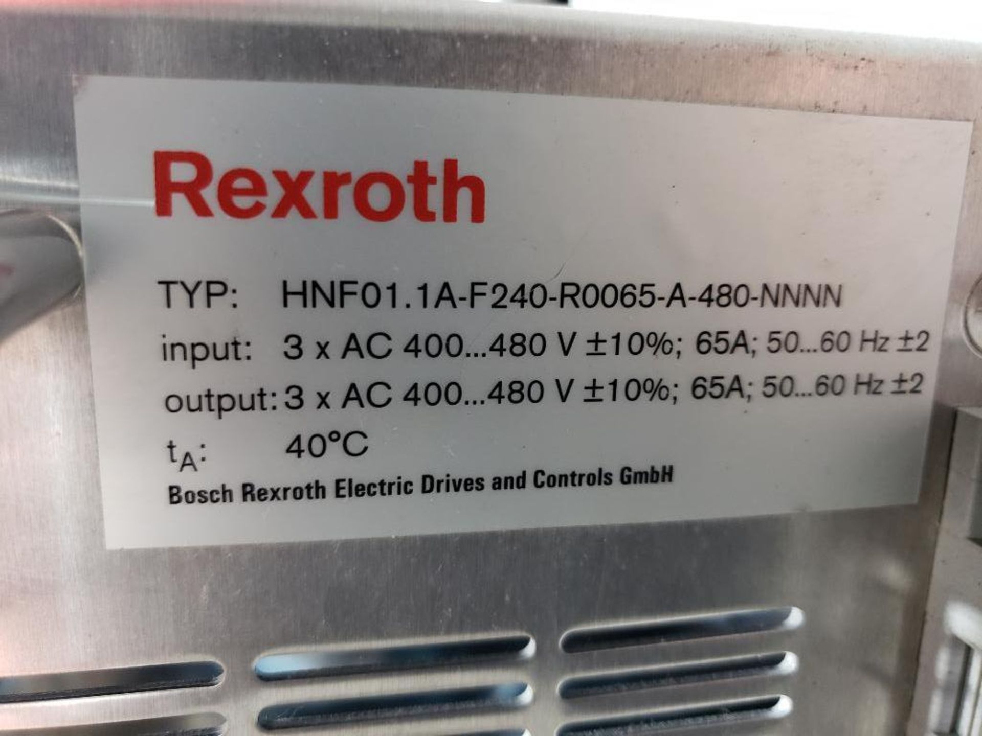 Rexroth drive. Model number HNF01.1A-F240-R0065-A-480-NNNN. - Image 5 of 5