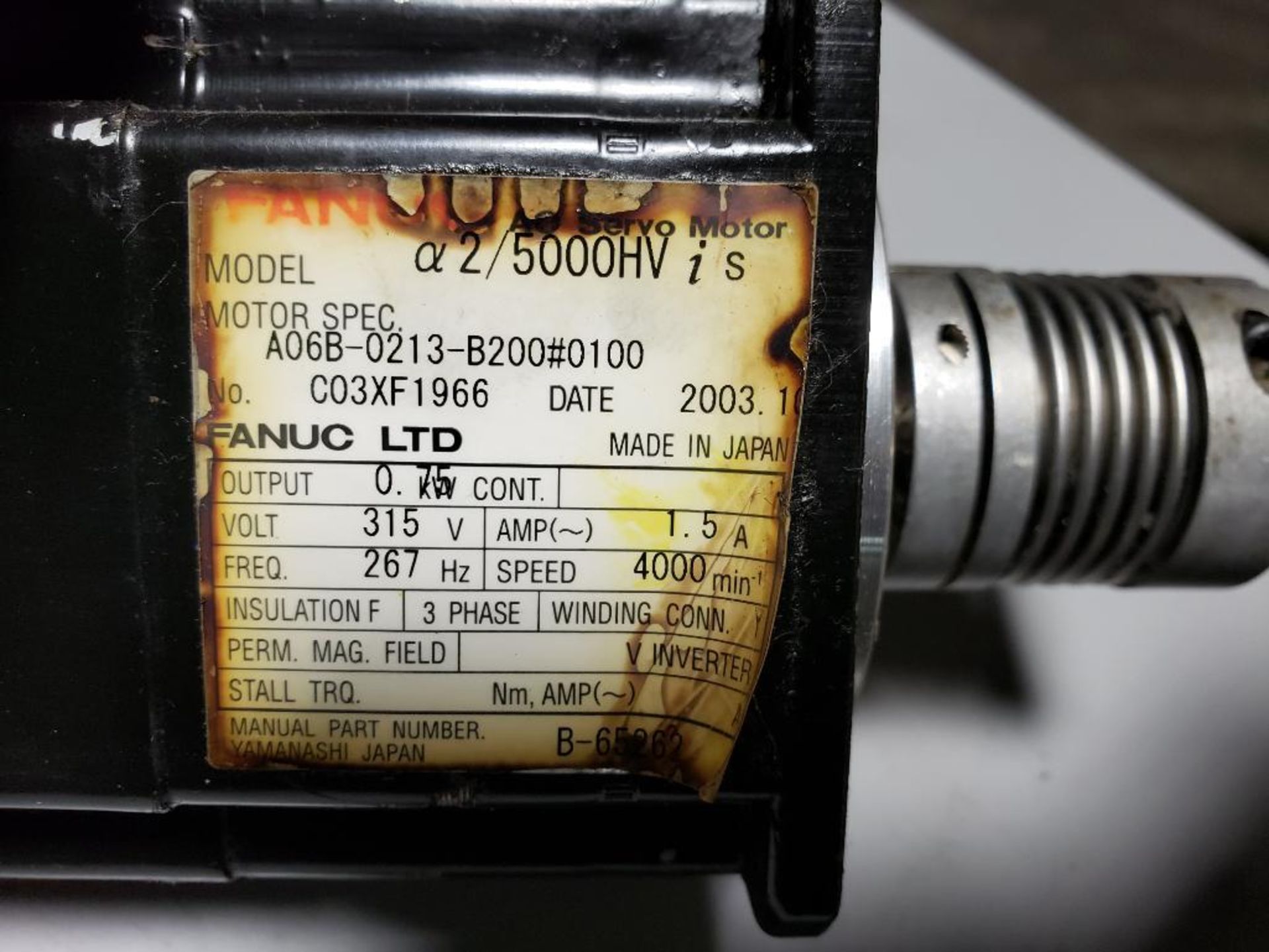 Fanuc AC servo motor. Part number A06B-0213-B200. - Image 4 of 4