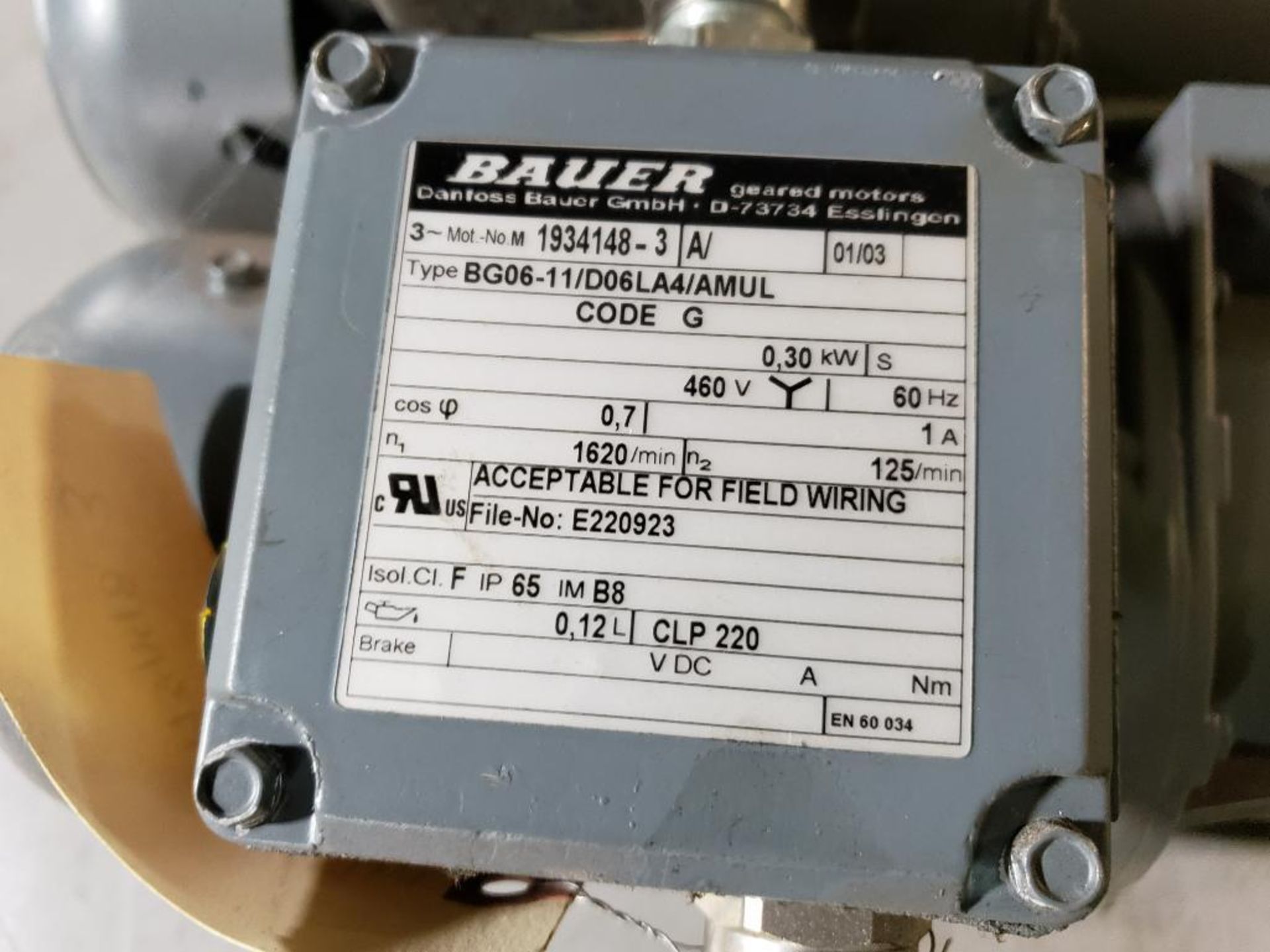 Qty 3 - Bauer gear motors. Type BG06-11/D06LA4/AMUL. - Image 5 of 6