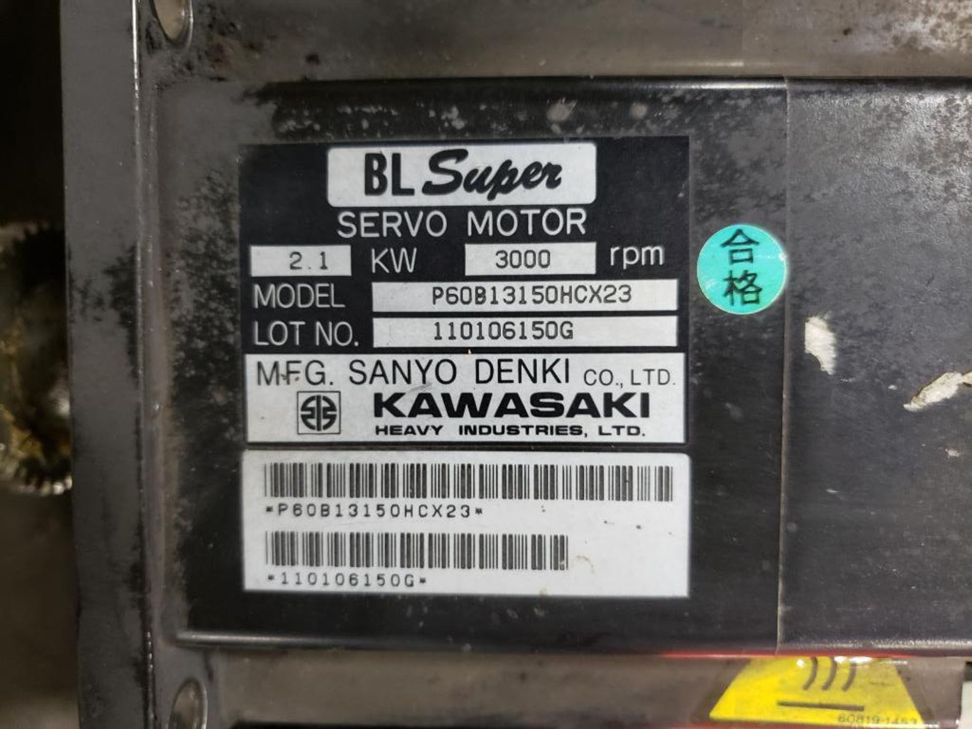 Qty 3 - Kawasaki servo motor. Series BL Super. Model P60B13150HCX23. - Image 2 of 3