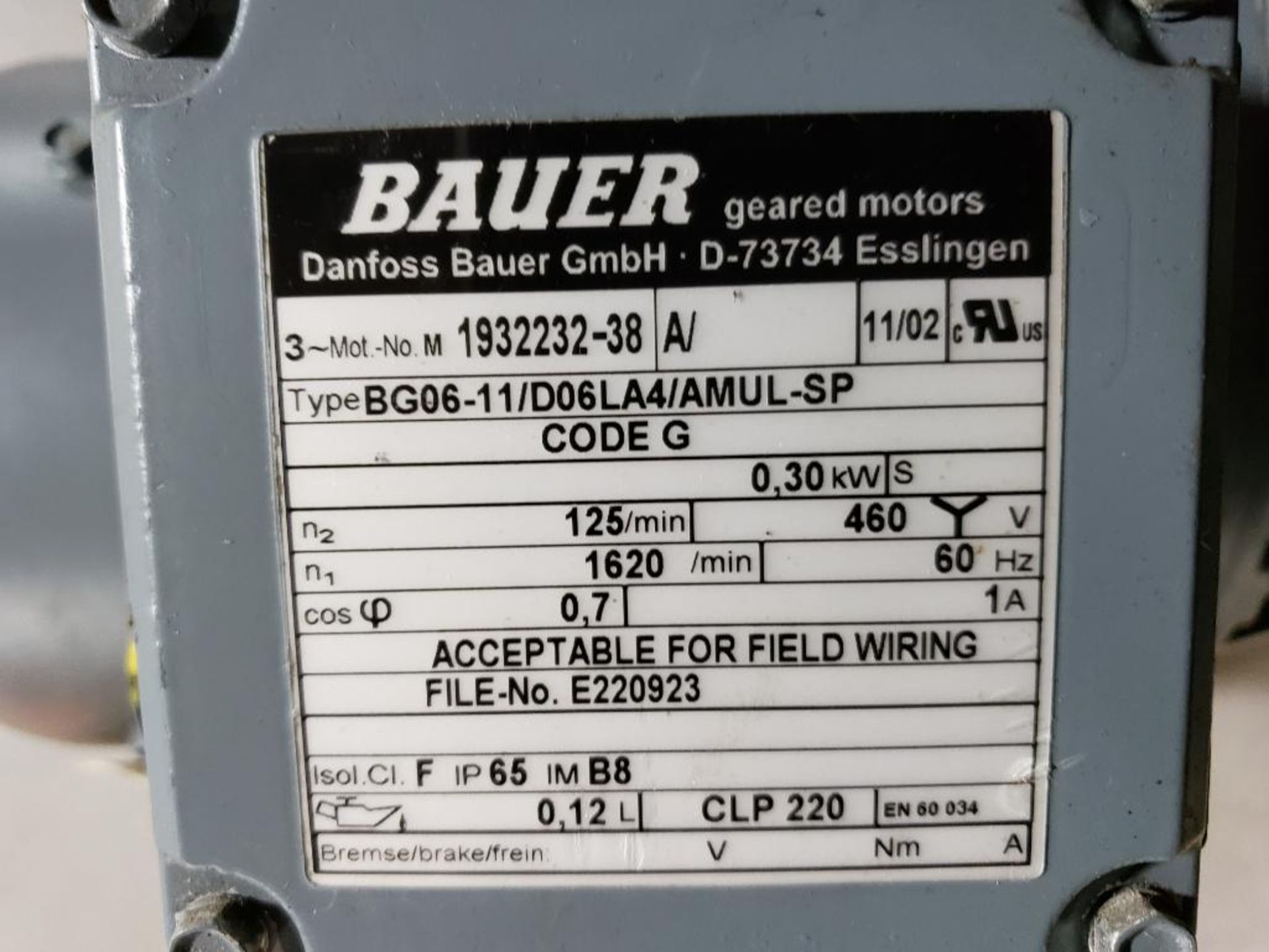 Qty 3 - Bauer gear motors. Type BG06-11/D06LA4/AMUL and BG06-11/D06LA4/AM. - Image 6 of 8