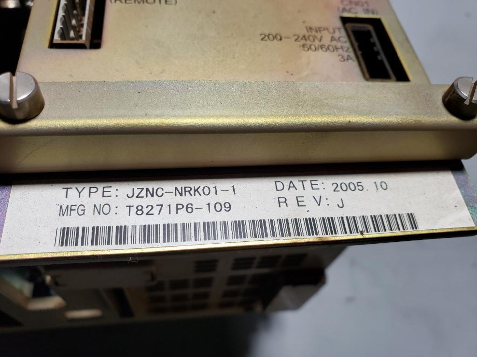 Yaskawa PLC rack. Includes JZNC-NIF01-1, SGDR-AXA01A, JZNC-NRK01-1, and CPS-420F. - Image 5 of 7