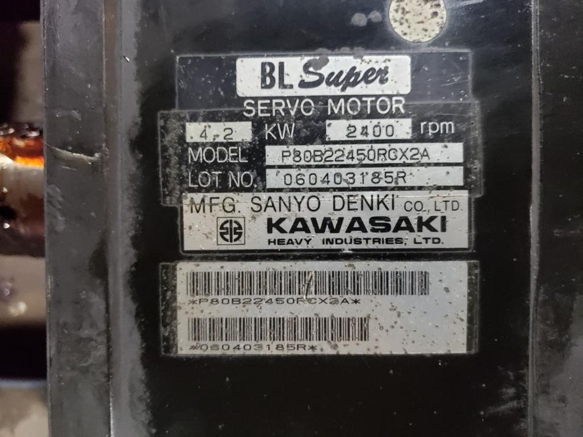 Qty 2 - Kawasaki servo motor. Series BL Super. Model P80B22450RCX2A. - Image 2 of 4