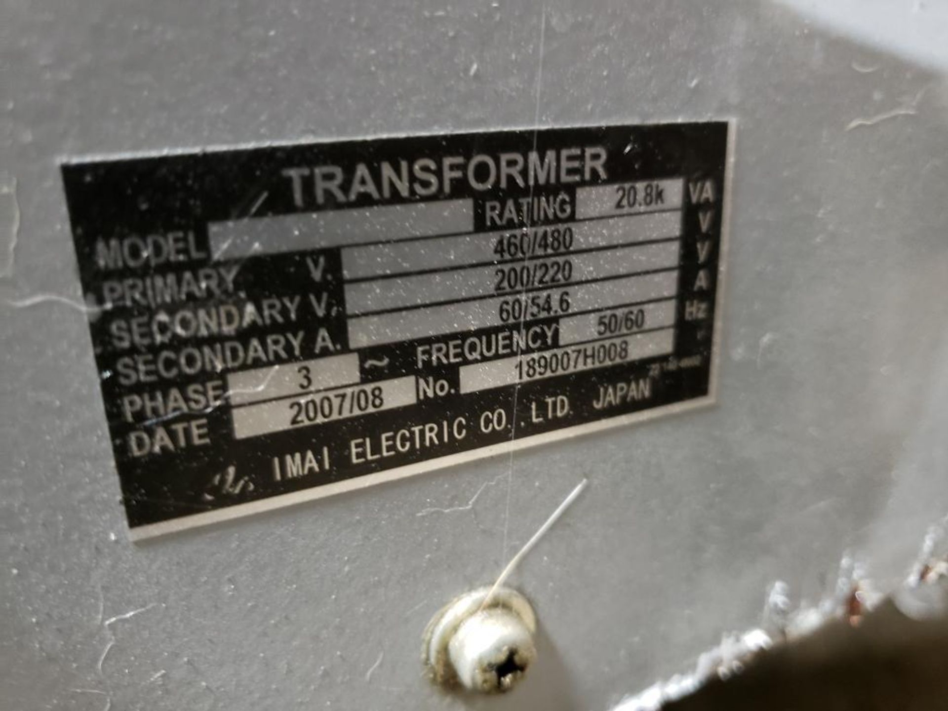 20.8k IMAI electric transformer. 3ph 460/480v primary. - Image 4 of 5