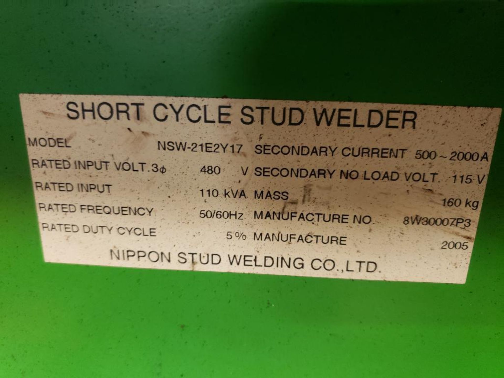 Nelson NSW stud welder controller. Model NSW-21EV2-G2. 3ph 480v. - Image 11 of 12