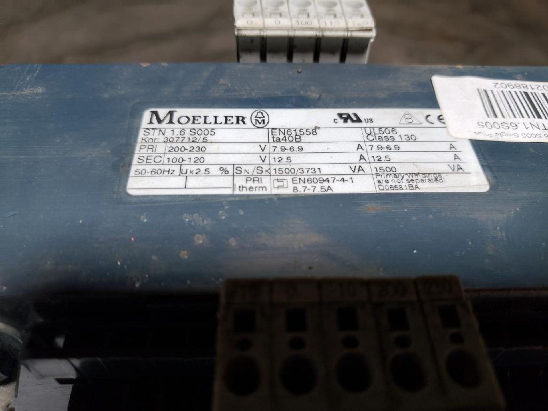 Qty 3 - Moeller STN 1.6 S005 single phase control transformer. - Image 2 of 3