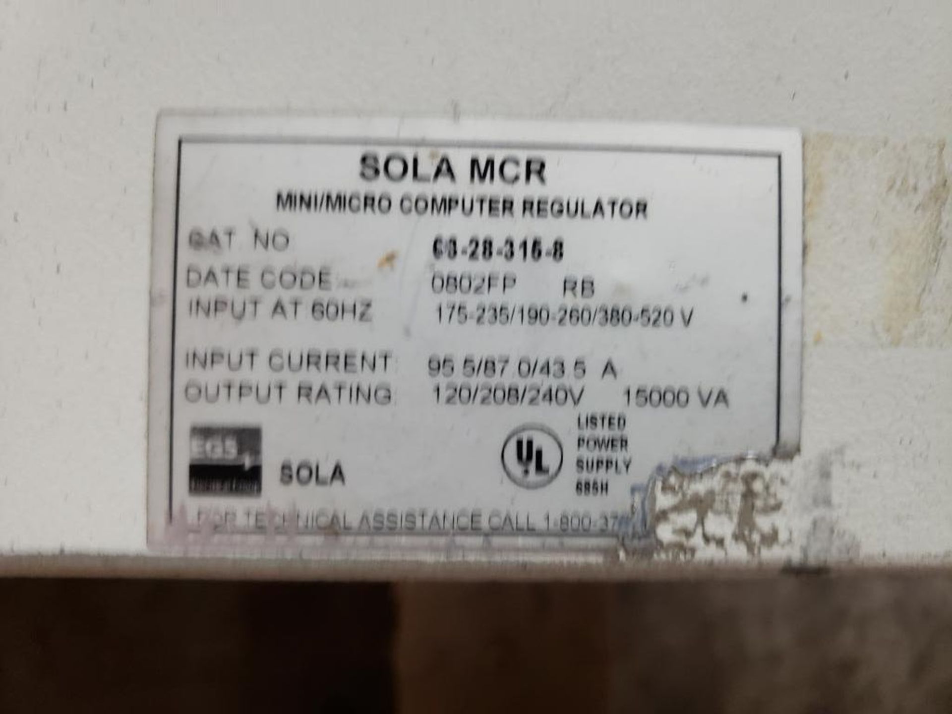 Sola MCR mini/micro computer regulator 68-28-316-8. 15000VA. - Image 3 of 3