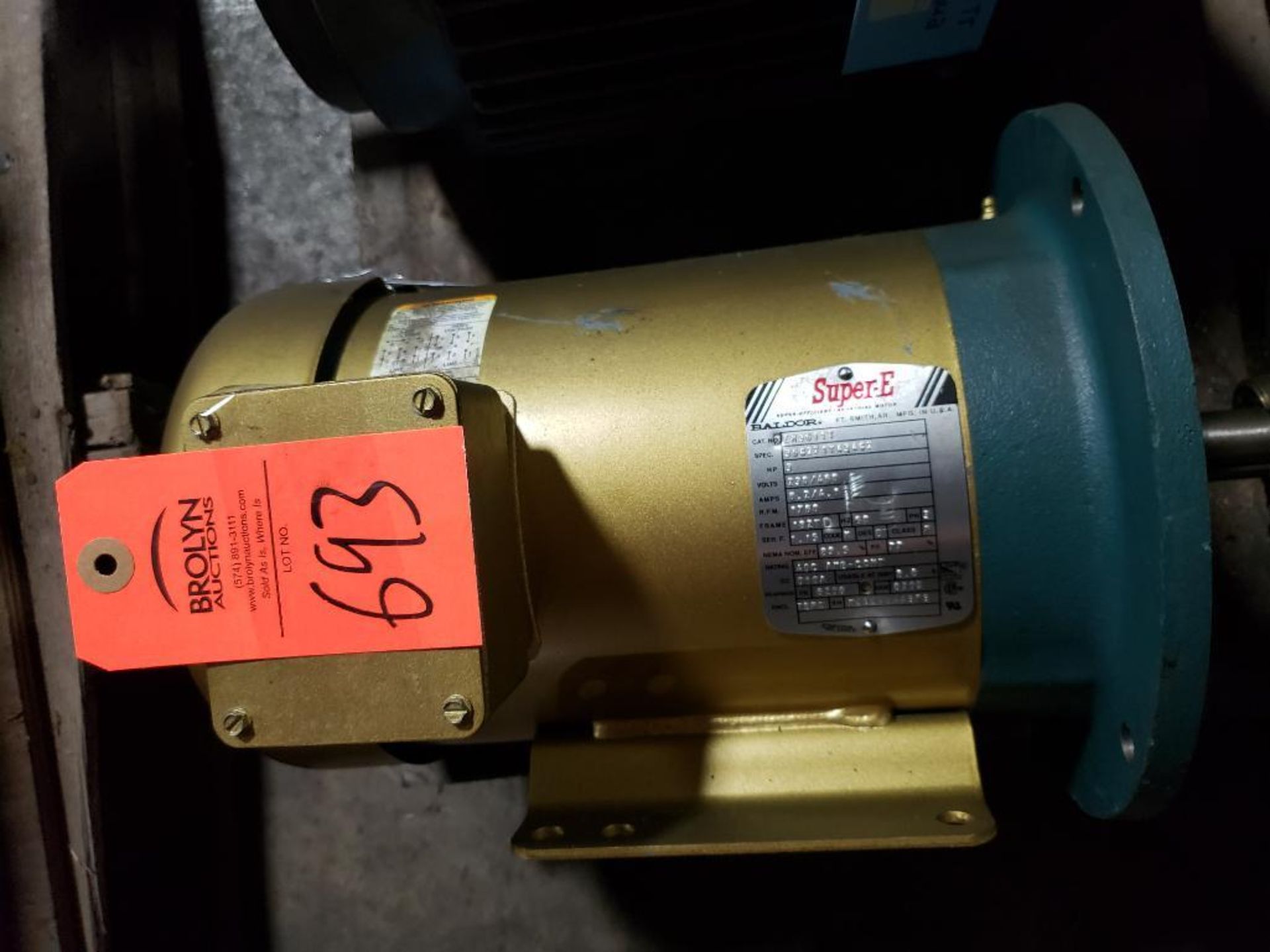 3HP Baldor Super-E industrial motor EM3611T. 3PH, 230/460V, 1760RPM, 182TD-Frame.