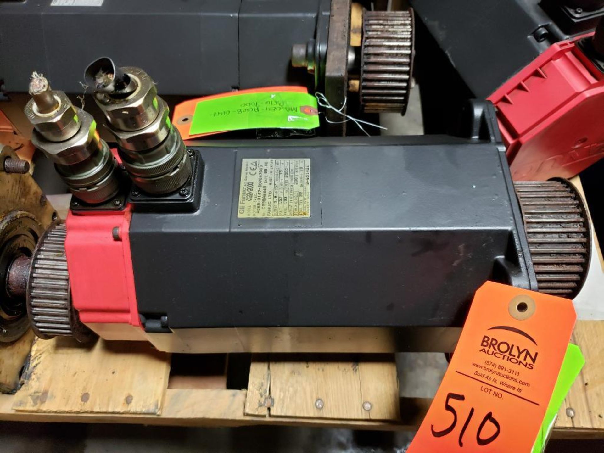 3.8kW GE Fanuc AC servo motor. A06B-0147-B076. 157V, 15AMP, 133Hz, 2000RPM.