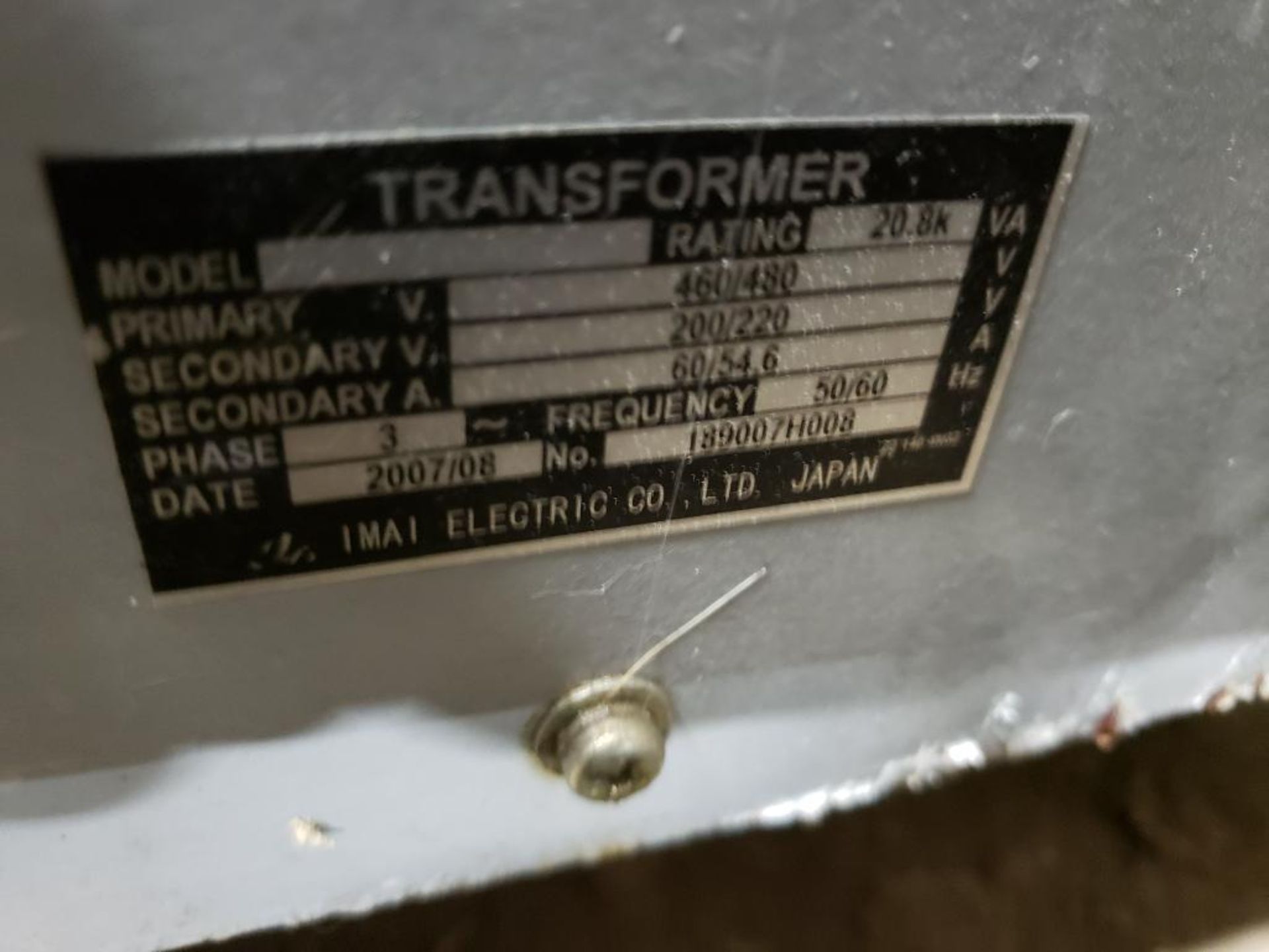 20.8k IMAI electric transformer. 3ph 460/480v primary. - Image 3 of 5