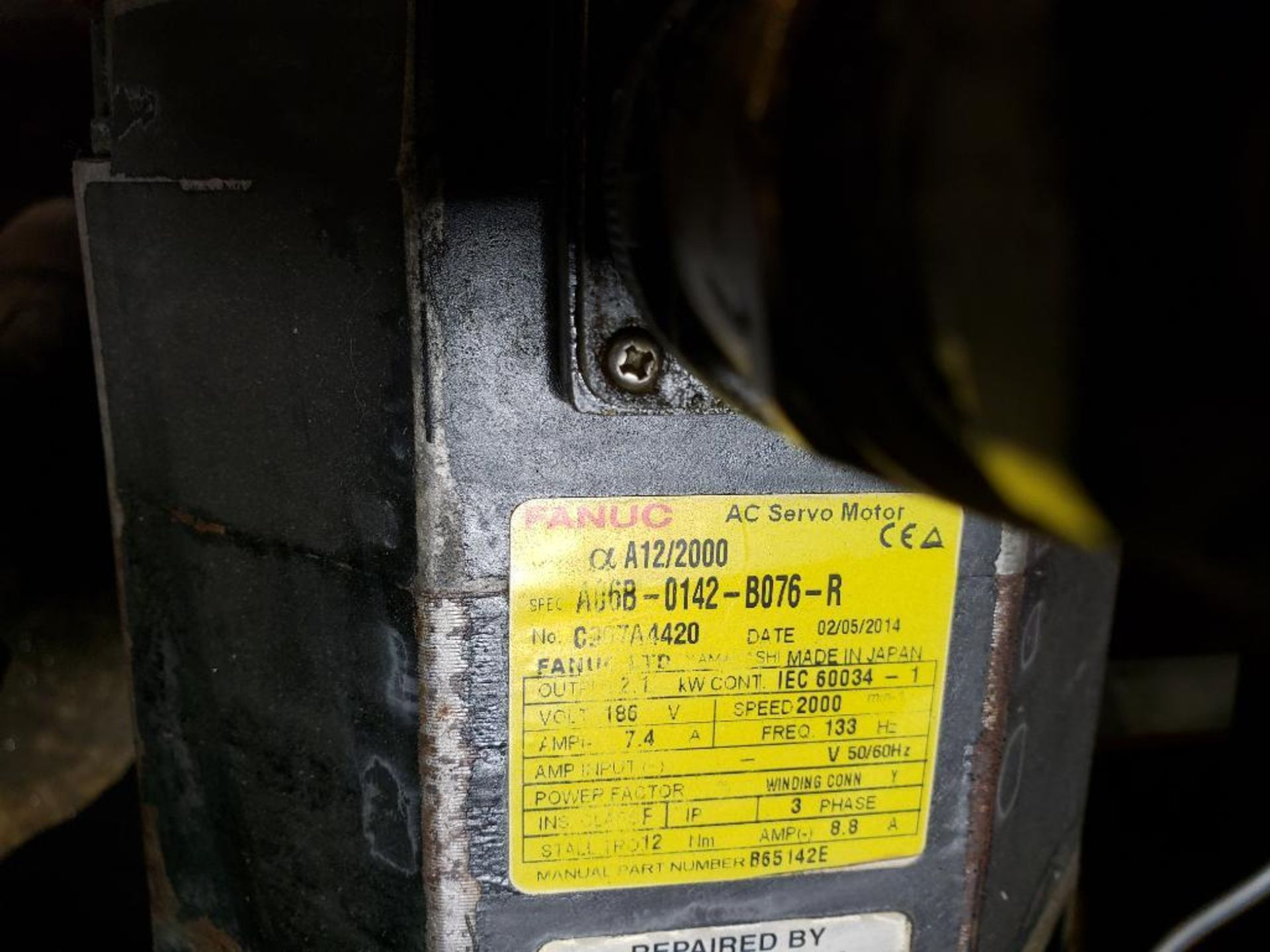 2.1kW GE Fanuc AC servo motor. A06B-0142-B076-R. 186V, 7.4AMP, 133Hz, 2000RPM. - Image 2 of 2