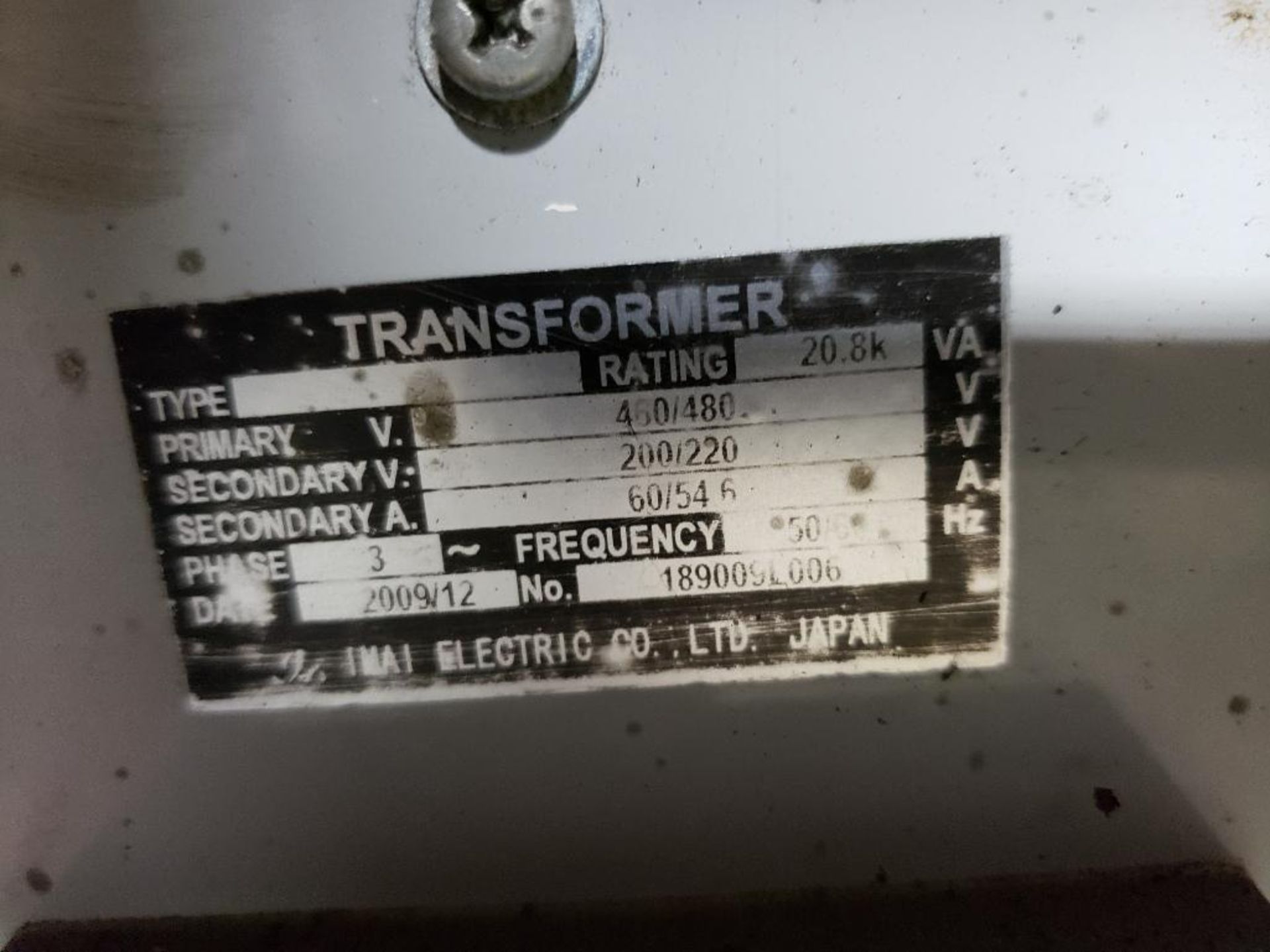 20.8kva IMAI Electric transformer No. 189009L006. 3PH, 480V. - Image 4 of 4