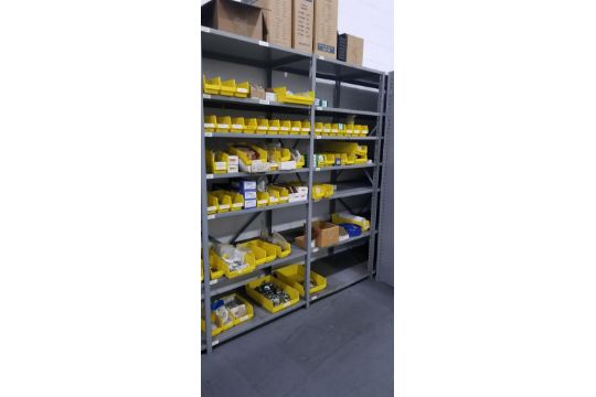 Qty 8 - Sections metal shelving. (contents not included) - Image 5 of 6