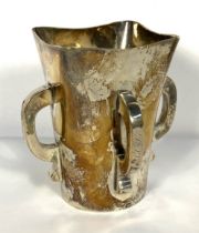 A modern silver four handled tankard, Hamilton & Inches, 1924, 11cm high, 249g