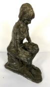 Manner of Sir Jacob Epstein, 20th century, Mother and Child, a patinated ‘bronzed’ modernist