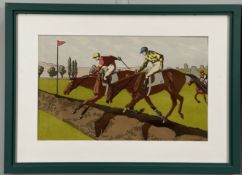 Charles Ancelin, French (1863-1940), a set of five horse racing prints, lithograph, framed and