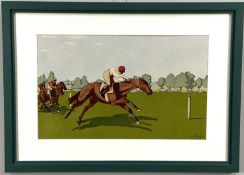 Charles Ancelin, French (1863-1940), A set of five horse racing scenes, lithograph, framed and