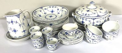 A Furnival ceramic part dinner service, including covered vegetable tureens, jugs, cups and