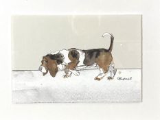 Assorted decorative pictures, including Gracie Tapner, Basset hound, pen and wash, on paper; Reed’