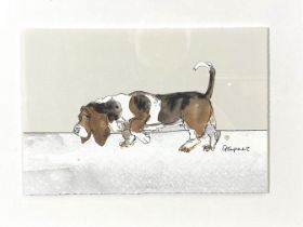 Assorted decorative pictures, including Gracie Tapner, Basset hound, pen and wash, on paper; Reed’